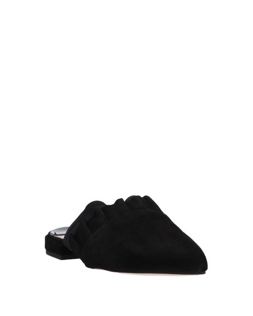 CafeNoir Black Mules & Clogs Soft Leather, Textile Fibers