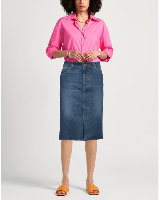 AMI Blue Denim Skirt Cotton