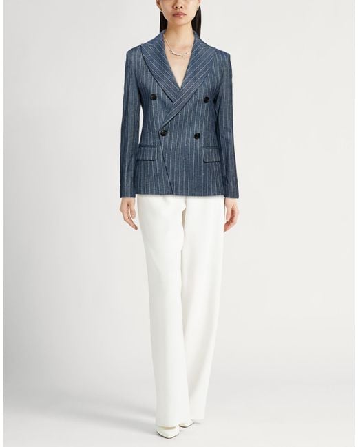 Eleventy Blue Blazer Linen, Cotton, Elastane