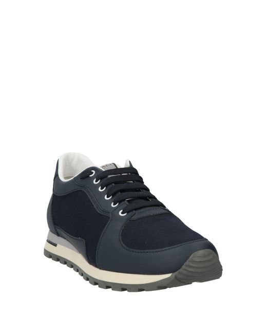 Canali Blue Midnight Sneakers Leather, Textile Fibers for men