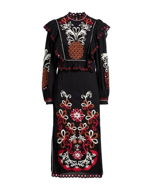 Farm Rio Black Midi-Kleid