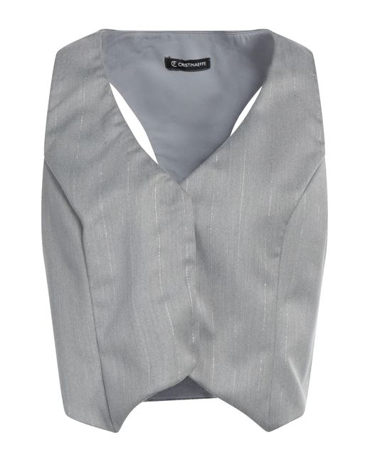 Cristinaeffe Gray Tailored Vest Polyester, Viscose, Elastane