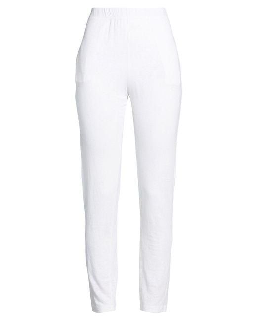 120% Lino White Pants Linen, Elastane
