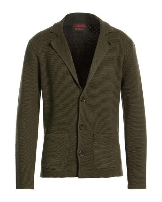 Daniele Fiesoli Green Military Blazer Merino Wool for men