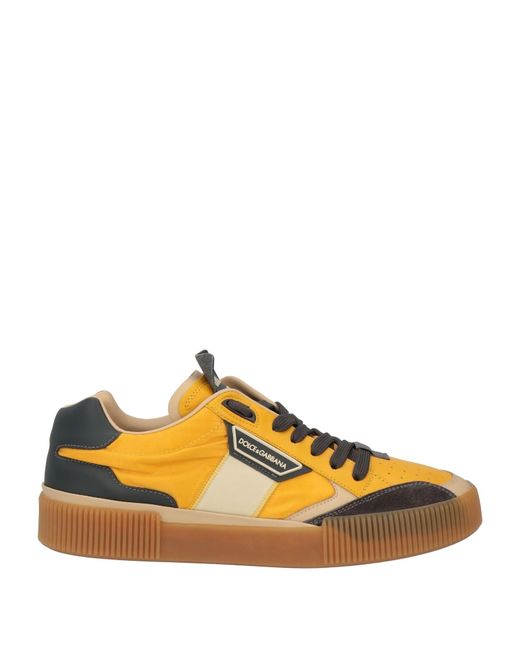 Dolce & Gabbana Yellow Sneakers Leather, Textile Fibers for men