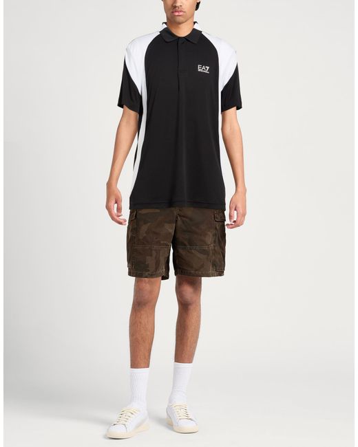 EA7 Black Polo Shirt Polyester for men