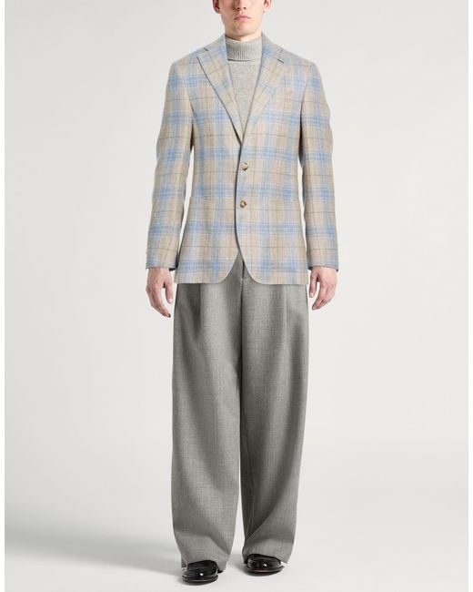 Caruso Blue Blazer Hemp, Wool for men