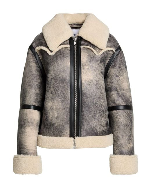 Stand Studio Gray Shearling & Teddy