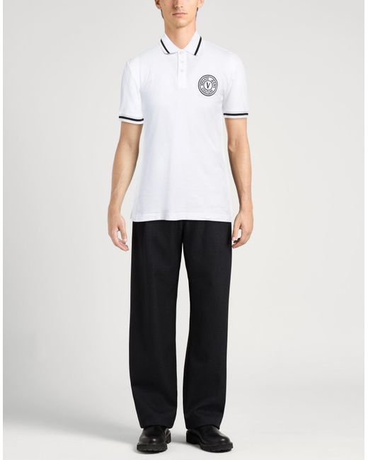 Versace Jeans Couture White Polo Shirt Cotton, Elastane, Polyester for men