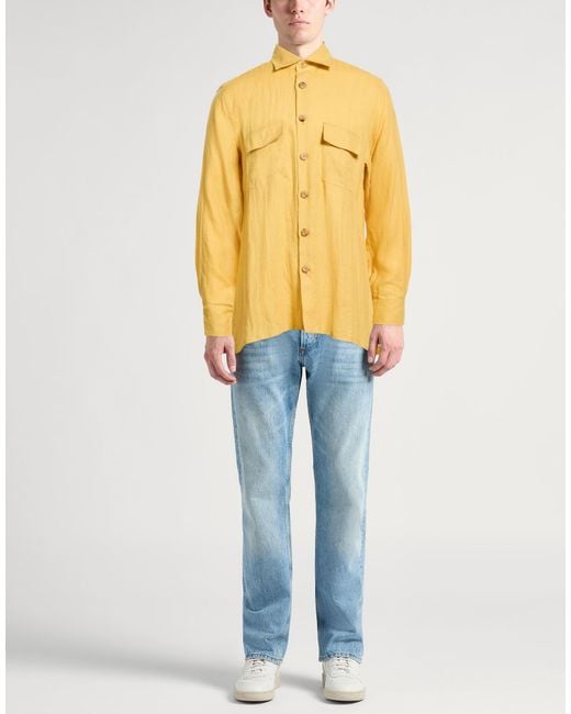 Kiton Yellow Shirt Linen for men