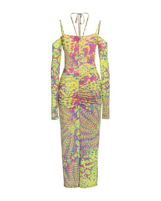 Versace Jeans Couture White Lime Maxi Dress Viscose, Elastane