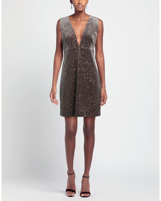 Peserico Brown Taupe Mini Dress Polyester, Elastane, Silk