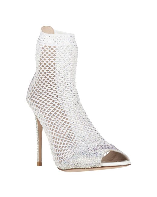 Le Silla White Ankle Boots Textile Fibers, Leather