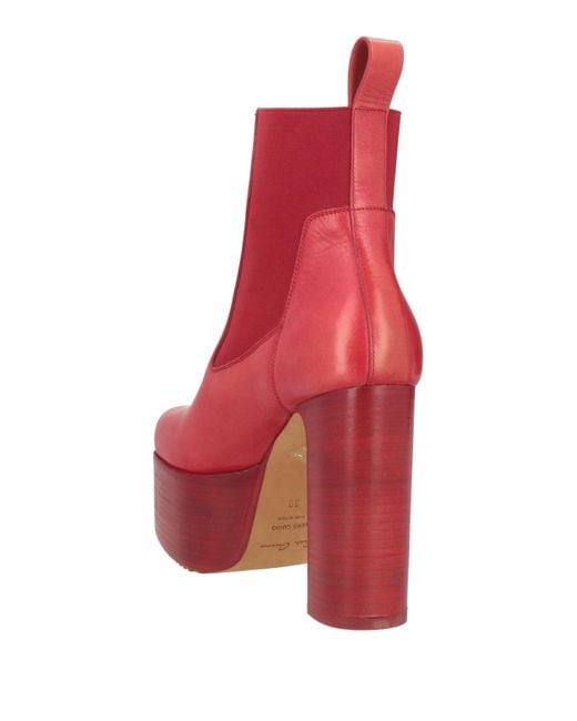 Rick Owens Red Ankle Boots