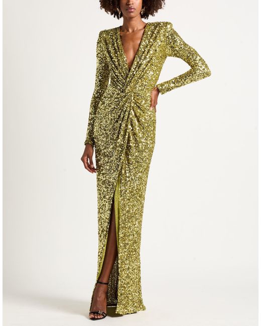 Elisabetta Franchi Green Maxi Dress Polyester, Elastane