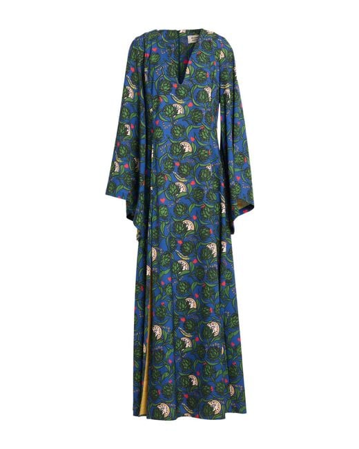 ALESSANDRO ENRIQUEZ Blue Maxi Dress Polyester, Elastane