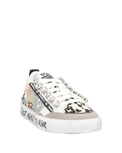 Emanuélle Vee White Ivory Sneakers Leather, Textile Fibers