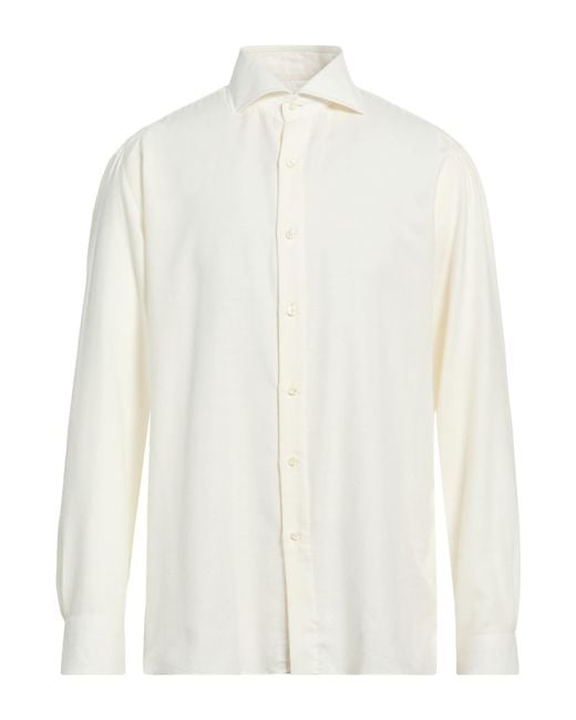 Luigi Borrelli Napoli White Ivory Shirt Cotton, Cashmere for men