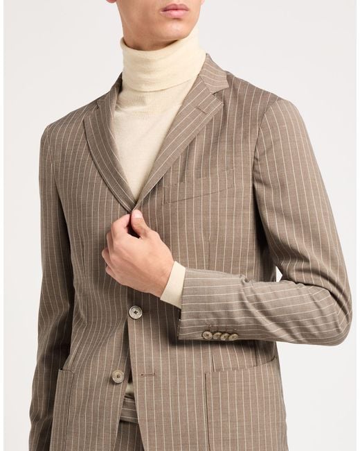 Santaniello Gray Taupe Suit Polyester, Wool, Elastane for men