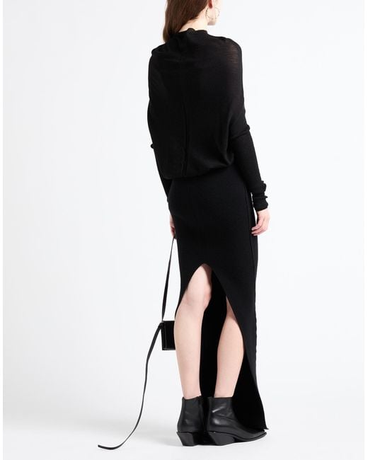 Rick Owens Black Maxi Skirt Cashmere, Wool