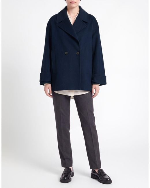 Fabiana Filippi Blue Midnight Coat Virgin Wool, Cashmere