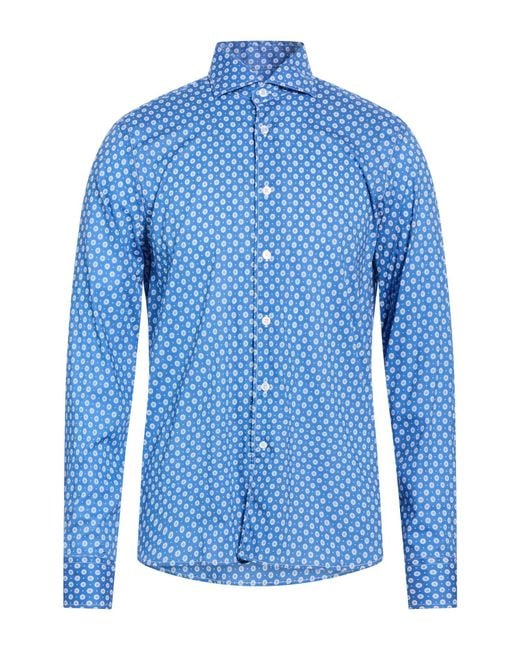 Fedeli Blue Shirt Cotton, Elastane for men