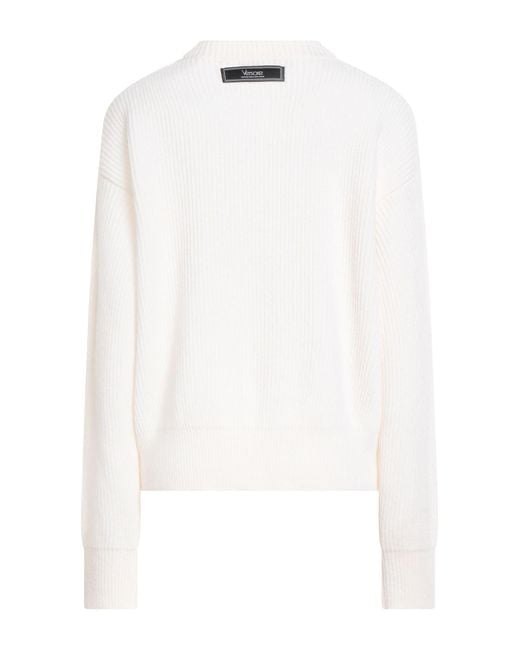 Versace White Cream Sweater Virgin Wool, Viscose, Polyester