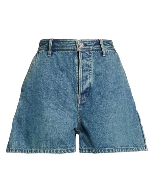 Jil Sander Blue Denim Shorts Cotton, Ovine Leather