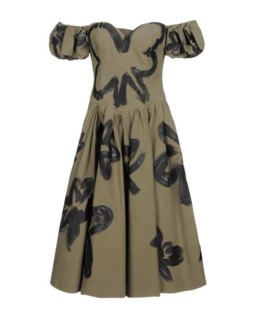 Moschino Green Military Midi Dress Cotton, Polyamide, Viscose