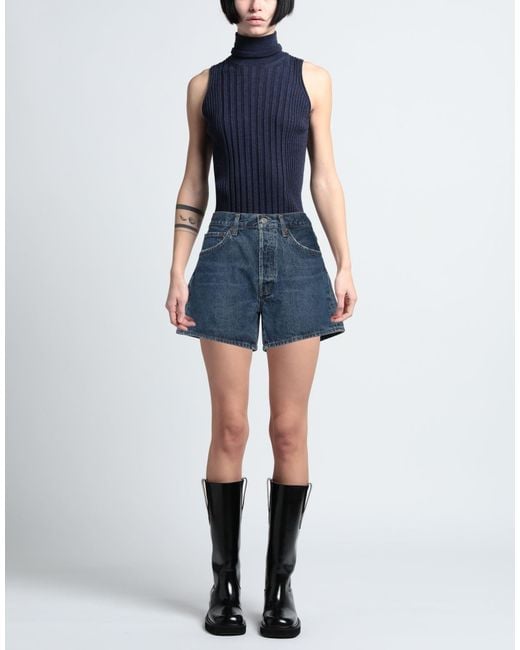 Agolde Blue Denim Shorts Cotton