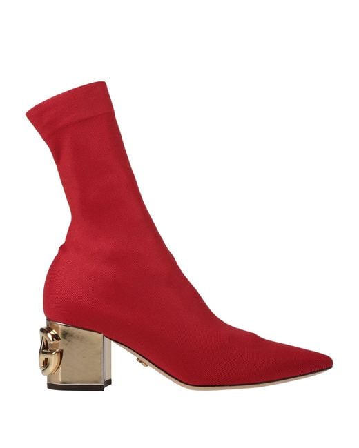 Dolce & Gabbana Red Ankle Boots Textile Fibers