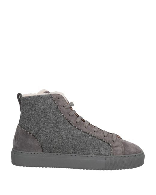 Doucal's Gray Sneakers Leather, Textile Fibers