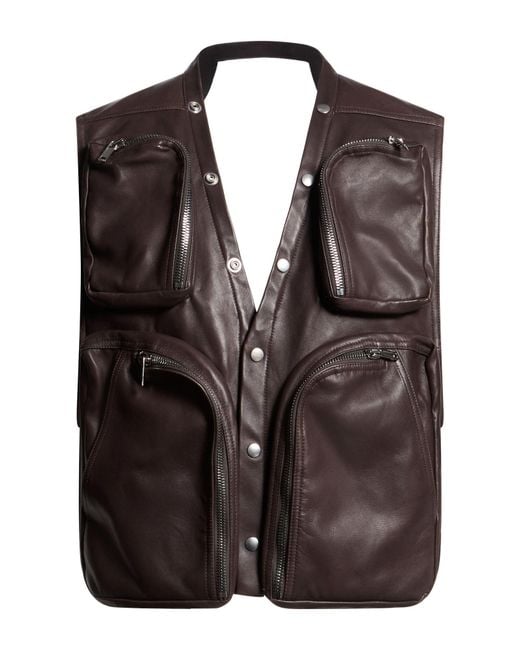 Rick Owens Brown Vest Lambskin for men