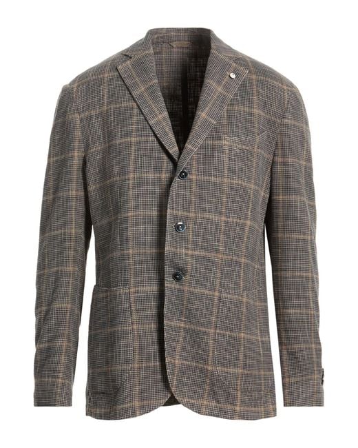 L.b.m. 1911 Gray Midnight Blazer Cotton, Silk for men