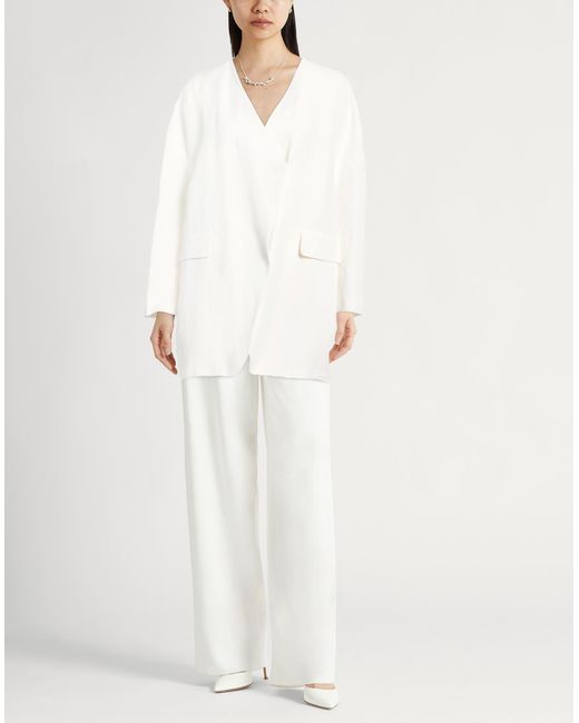 Fabiana Filippi White Blazer Viscose, Linen