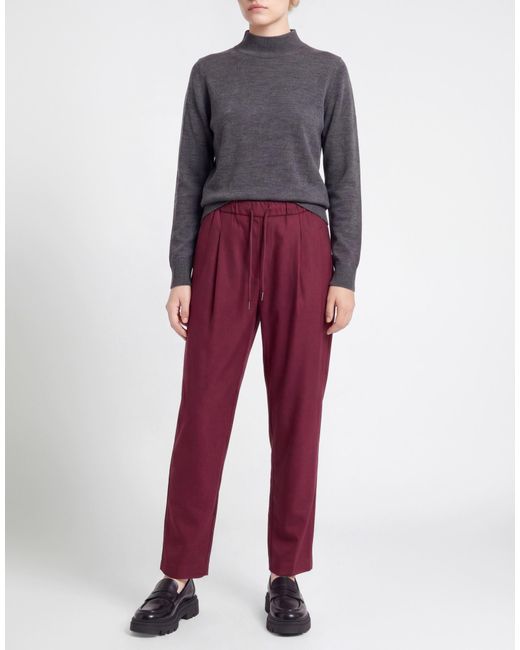 Marella Red Monochrome Garnet Pants Virgin Wool, Polyester, Viscose