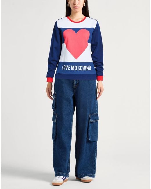 Love Moschino Blue Sweatshirt Cotton, Polyester