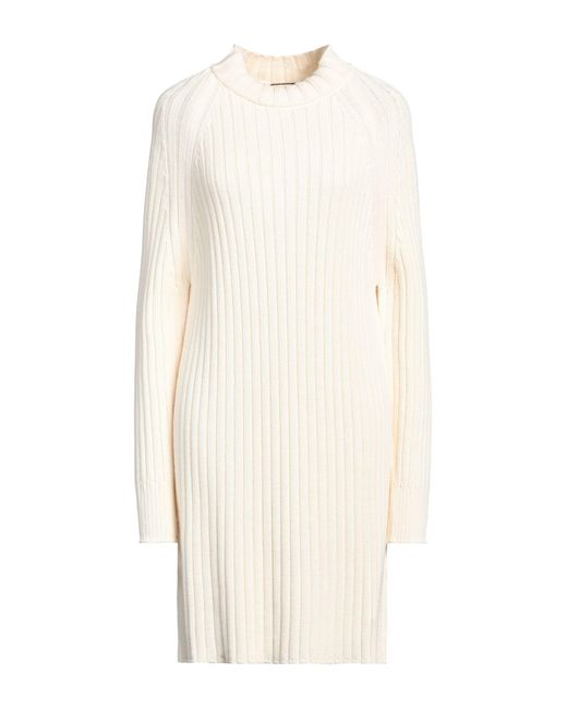 Akep White Mini Dress Merino Wool, Acrylic