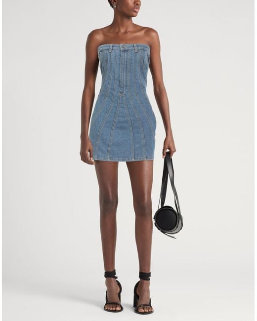 Mugler Blue Mini Dress Cotton, Elastane