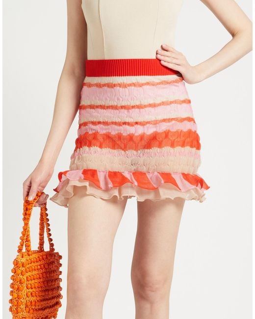 Nadia Wire Red Mini Skirt Polyester, Nylon