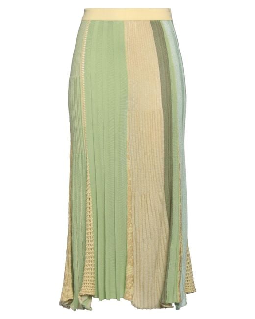 Roberto Collina Green Light Midi Skirt Cotton, Viscose, Linen, Polyester