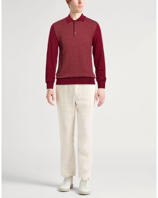 Canali Red Burgundy Sweater Wool for men