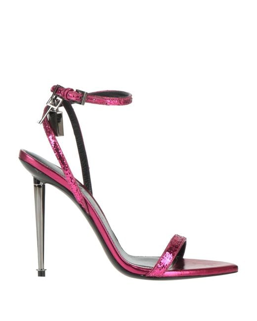 Tom Ford Pink Fuchsia Sandals Polyurethane, Polyester, Cotton, Metal, Leather