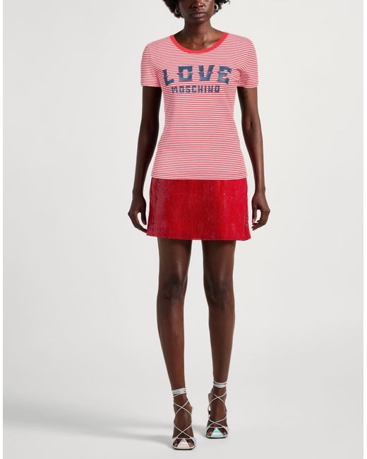 Love Moschino Pink T-Shirt Cotton, Elastane