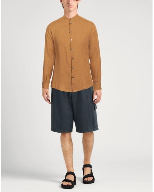 Alpha Studio Brown Shirt Linen for men