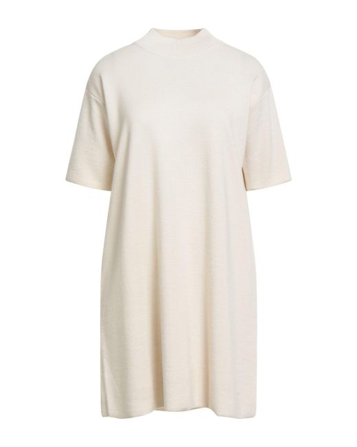 Roberto Collina White Ivory Mini Dress Merino Wool