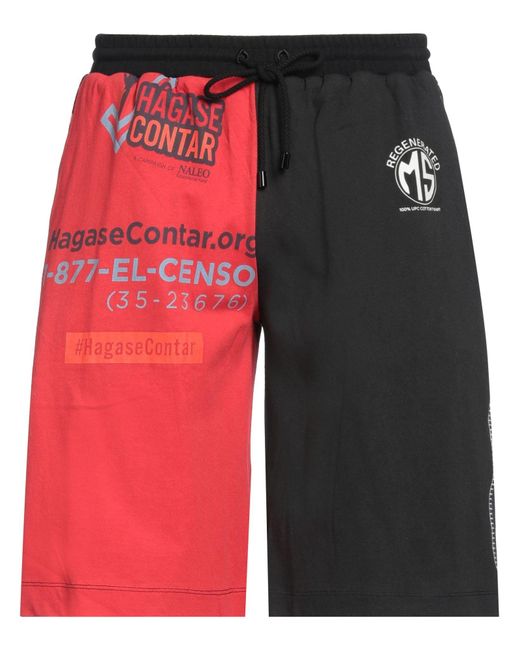 MARINE SERRE Red Shorts & Bermuda Shorts Cotton, Recycled Polyamide, Recycled Elastane for men