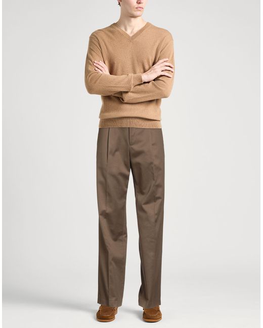 PT Torino Brown Khaki Pants Cotton, Virgin Wool for men