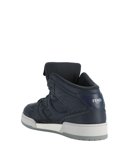 Fendi Blue Ff Logo-embossed High-top Sneakers for men
