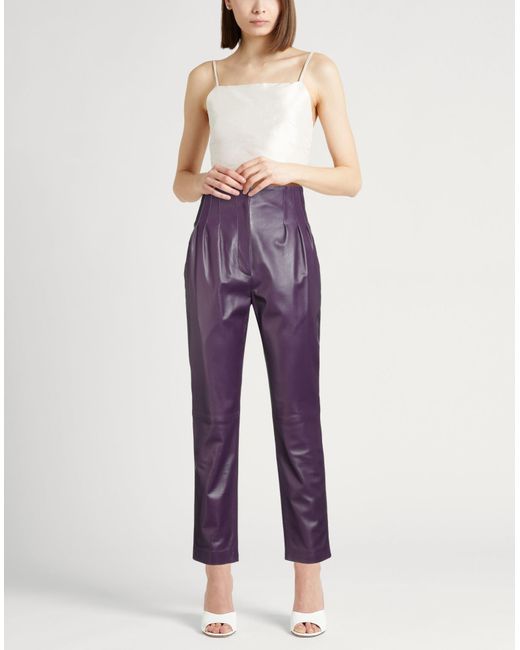 Alberta Ferretti Purple Pants Leather